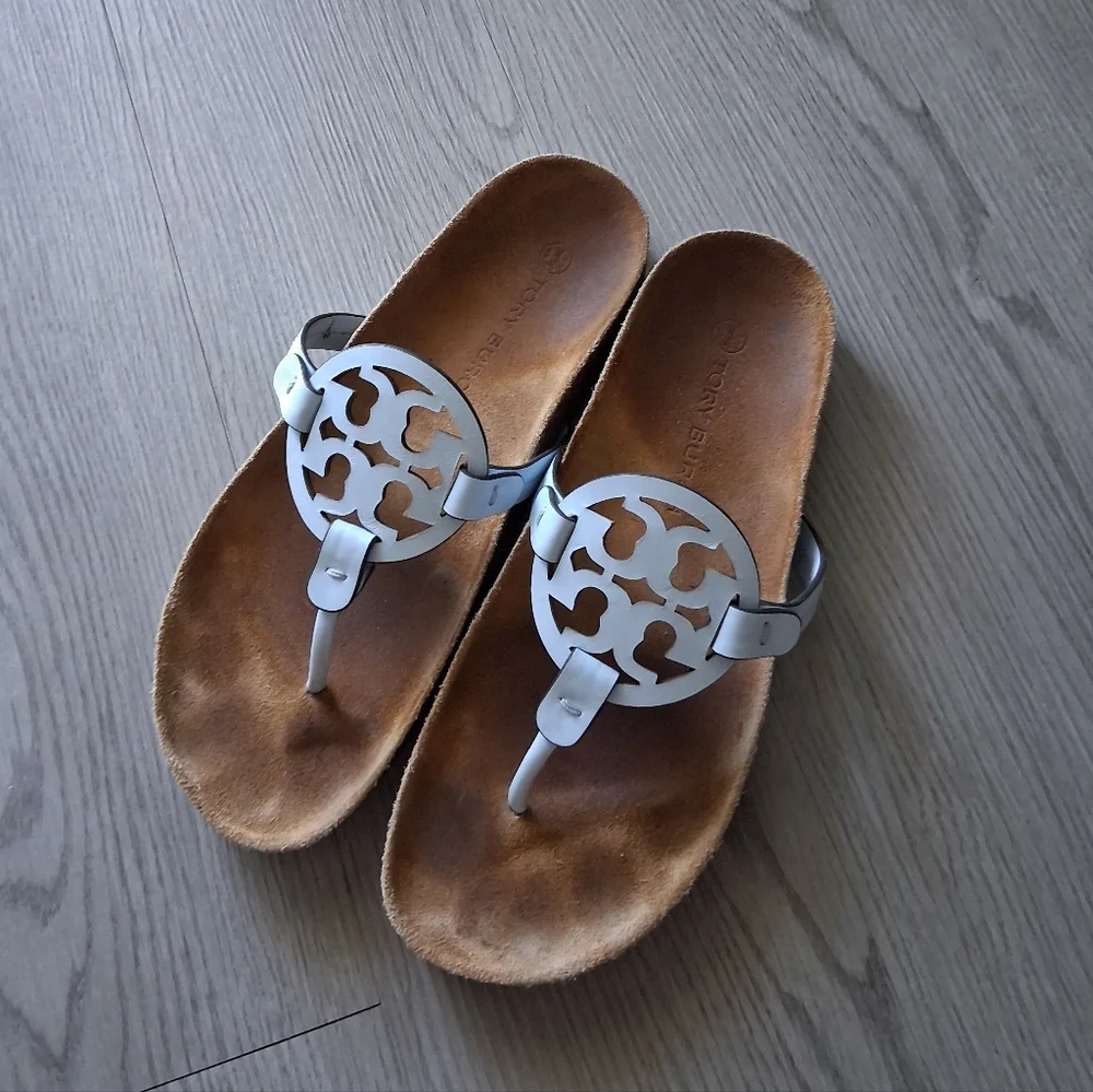 Tory Burch Miller Cloud Sandal In Crisp Blue/Natural 9US